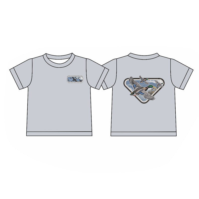 ( Moq 5 ) Preorder Baby Boys Short Sleeves Ducks Hunting Grey Tee Shirt Tops