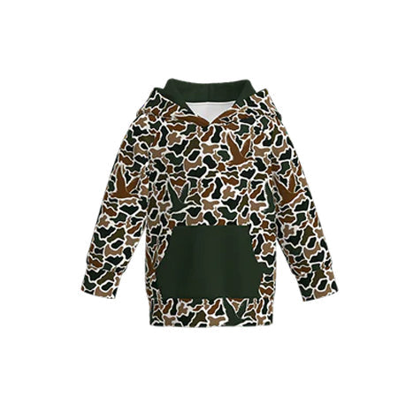 ( Moq 5 ) Preorder Baby Boys Ducks Brown Camo Southern Hunting Hoodie Pocket Shirt Tops