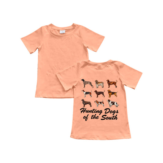 ( Moq 5 ) Preorder Baby Boys Short Sleeves Dogs Hunting Orange Shirts Tops