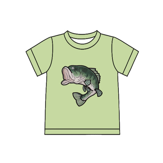 ( Moq 5 ) Preorder Baby Boys Green Short Sleeves Fish Shirt Tops