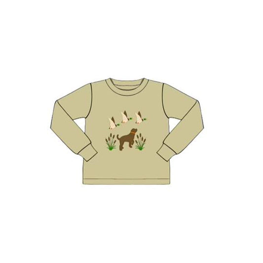 ( Moq 5 ) Preorder Baby Boys Long Sleeves Dog Ducks Hunting Shirt Tops