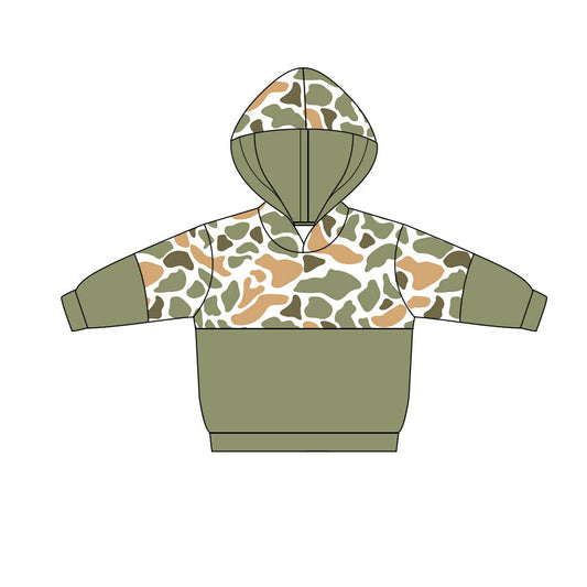 ( Moq 5 ) Preorder Baby Boys Kids Long Sleeves Orange Green Camo Hoodie Pullover Tops