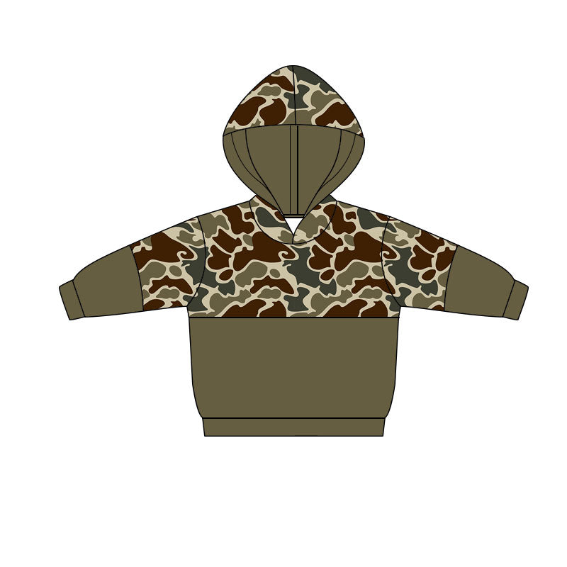 ( Moq 5 ) Preorder Baby Boys Kids Long Sleeves Camo Hoodie Pullover Tops
