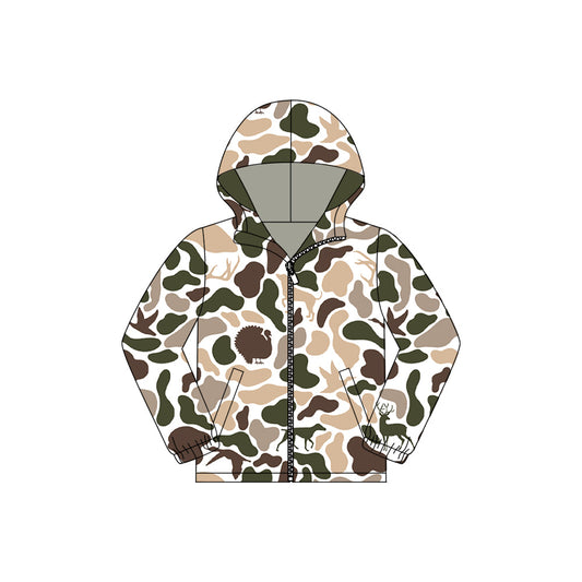 ( Moq 5 ) Preorder Baby Boys Ducks Dogs Deer Camo Pockets Zipper Hoodie Jacket Coat Tops