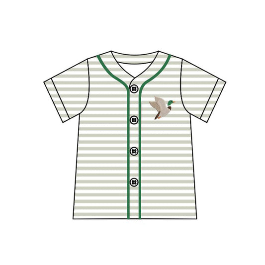 ( Moq 5 ) Preorder Baby Boys Short Sleeves Ducks Stripes Buttons Shirt Tops