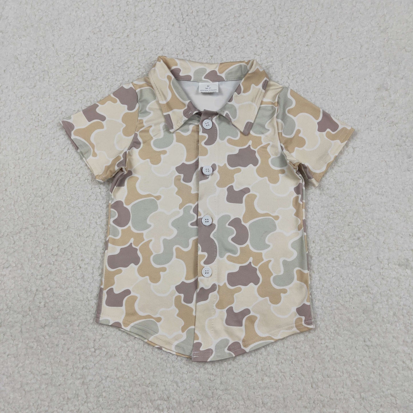 Sibling Baby Boys Kids Short Sleeves Buttons Camo Print Shirts Cardigan Tops RTS