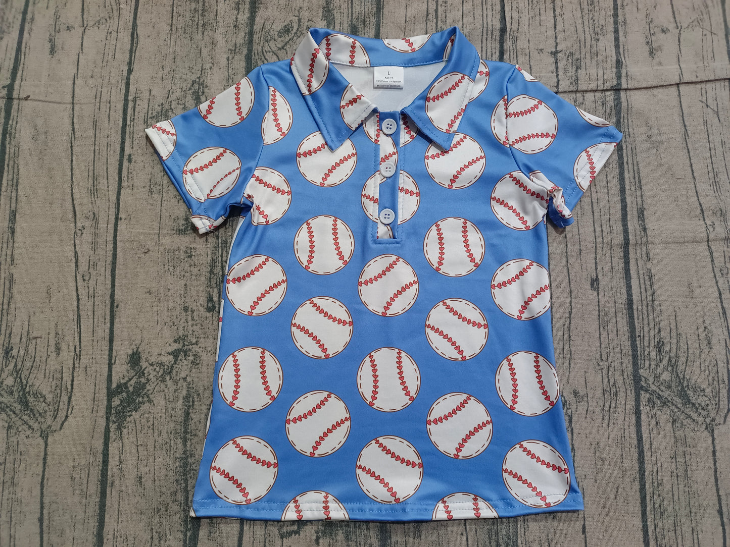 Baby Boys Short Sleeves Baseball Buttons Blue Shirt Tops RTS