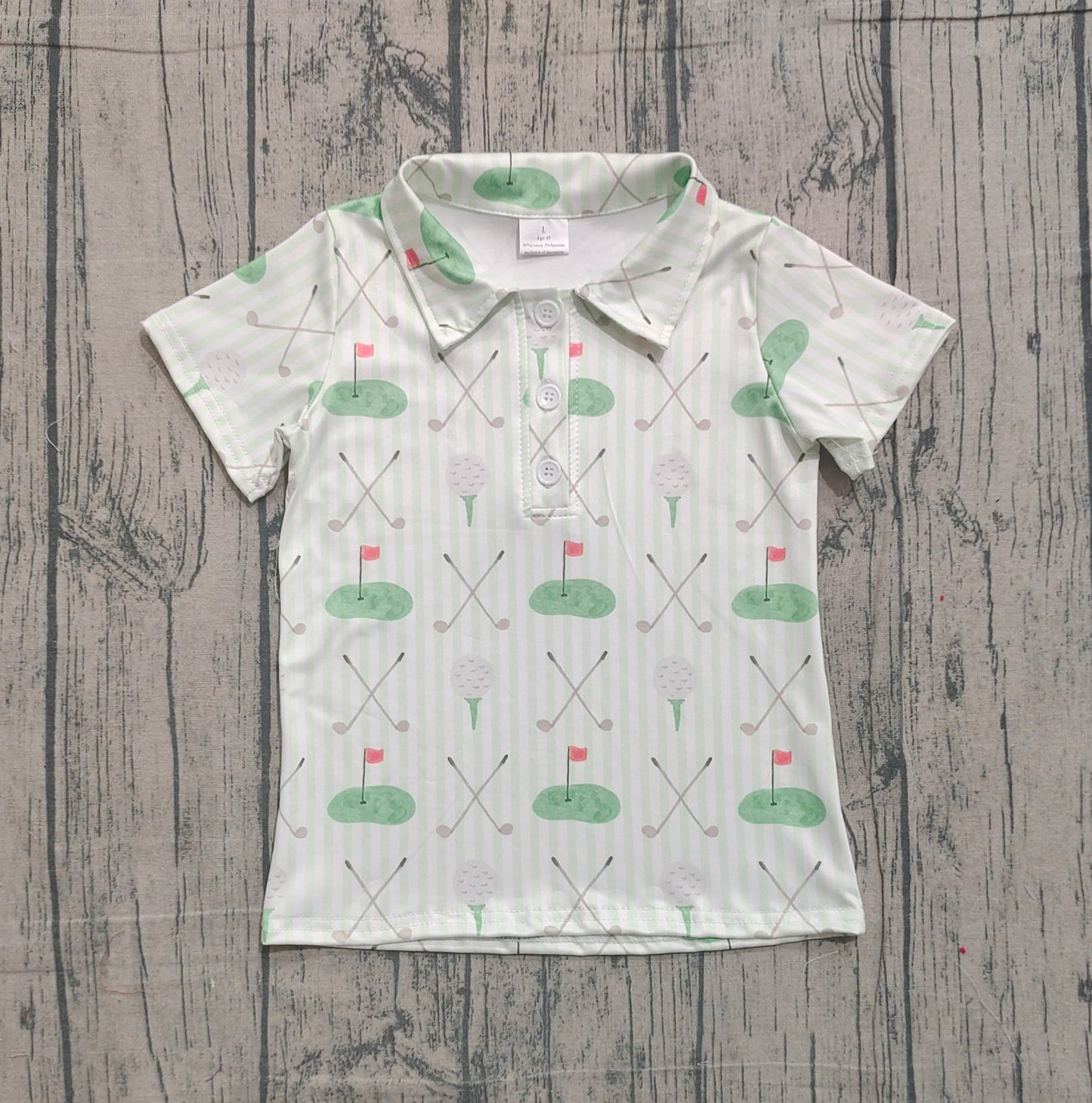 Baby Boys Short Sleeves Golf Stripes Buttons Green Shirt Tops RTS