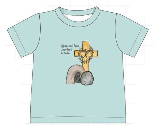 ( Moq 5 ) Preorder Baby Boys Short Sleeves Cross Easter Shirt Tops
