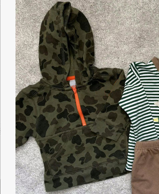 ( Moq 5 ) Preorder Baby Boys Long Sleeve Camo Pocket Zipper Southern Hoodie Pullover Shirt