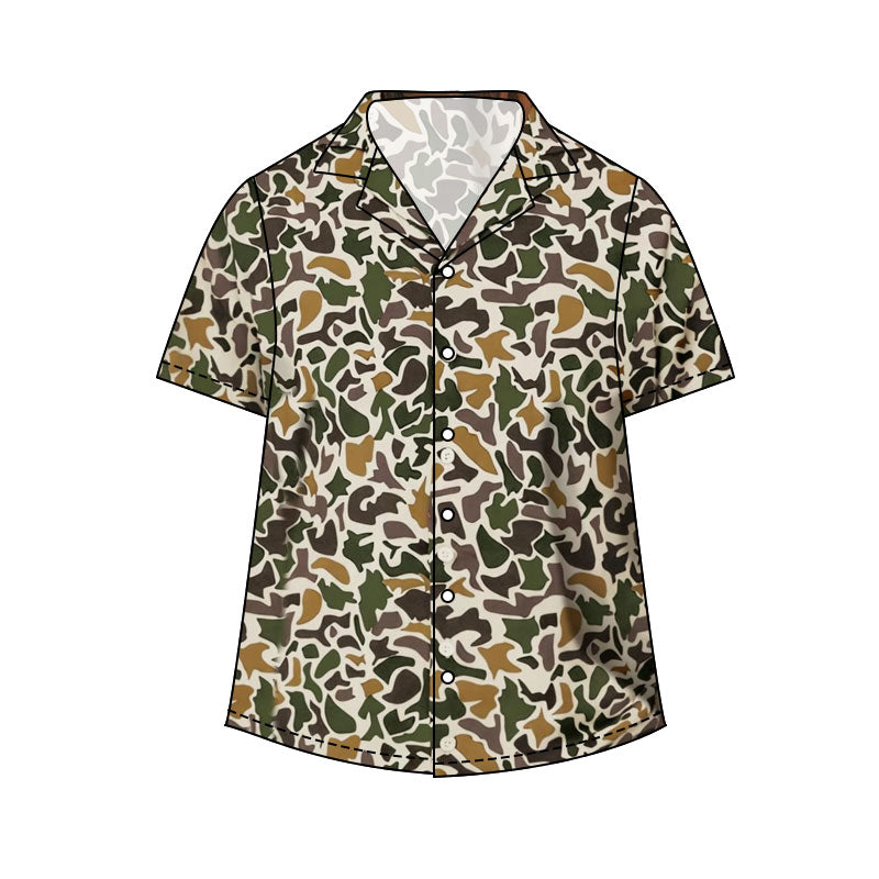 ( Moq 5 ) Preorder Adult Men Short Sleeves Camo Buttons Cardigan Shirt Tops