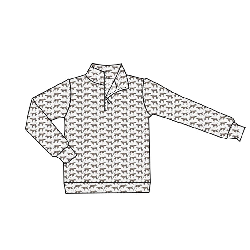 ( Moq 5 ) Preorder Adult Men Long Sleeves Dogs Zipper Pullover Shirt