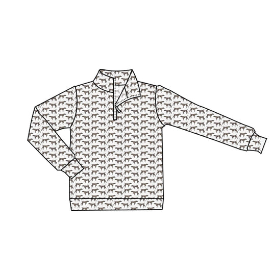 ( Moq 5 ) Preorder Adult Men Long Sleeves Dogs Zipper Pullover Shirt