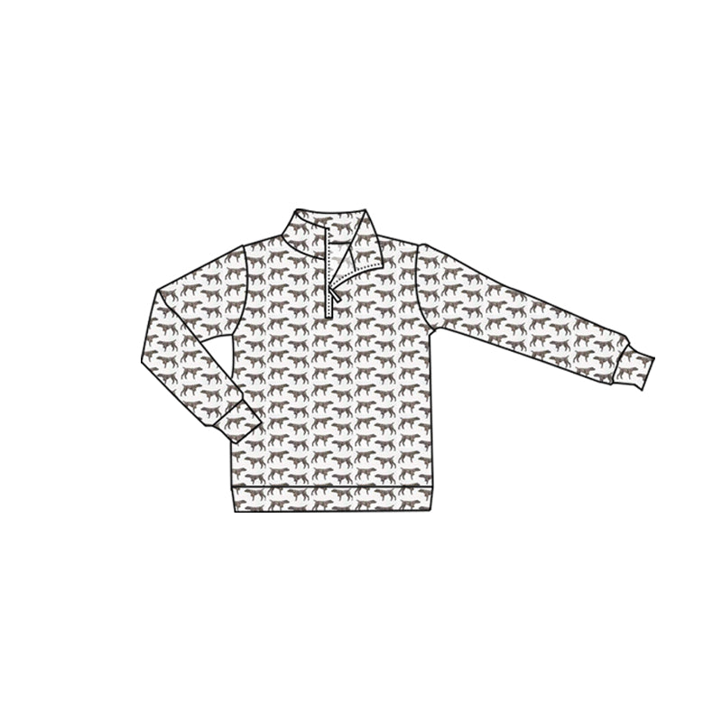 ( Moq 5 ) Preorder Baby Boys Kids Long Sleeves Dogs Zipper Pullover Shirt