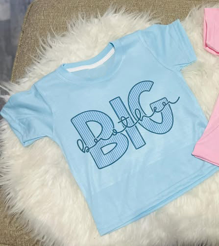 ( Moq 5 ) Preorder Baby Boys Blue Short Sleeves Big Brother Summer Shirt Tops