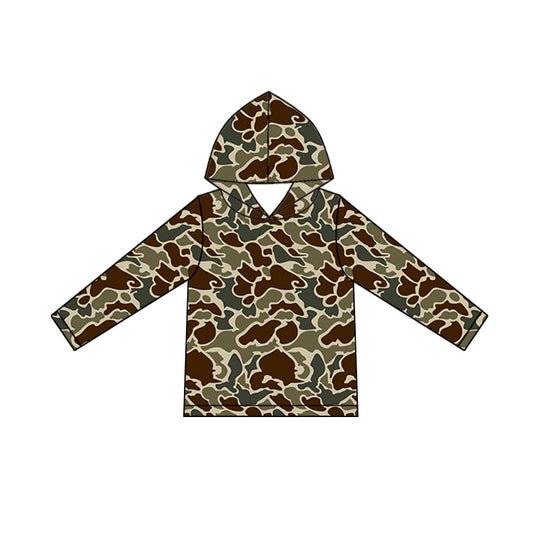 ( Moq 5 ) Preorder Baby Boys Long Sleeves Dark Dark Green Camo Southern Hoodie Shirt Tops
