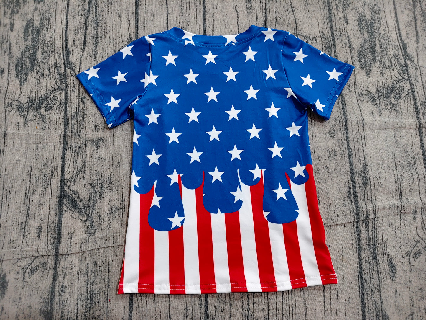 Baby Kids Short Sleeves Stars Stripes 4th of July Tee Summer Shirt Tops RTS