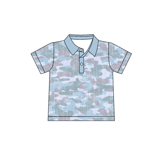 ( Moq 5 ) Preorder Baby Boy Kids Short Sleeves Camo Buttons Shirt Tops