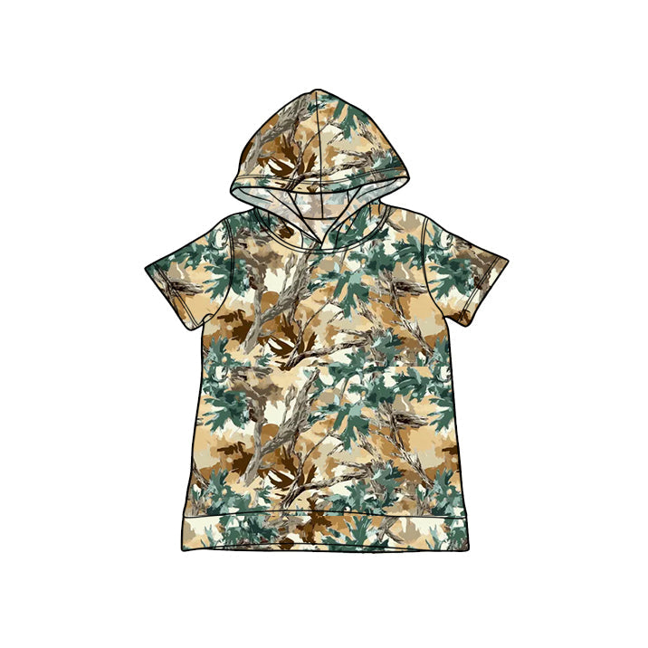 ( Moq 5 ) Preorder Baby Boys Kids Short Sleeves Leaves Hoodie Shirt Tops