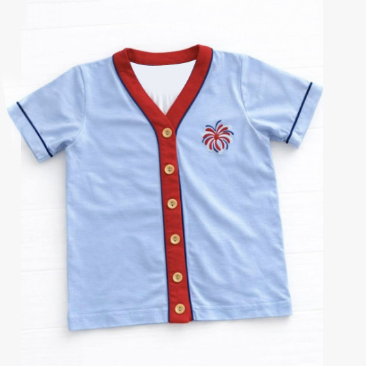 ( Moq 5 ) Preorder Baby Boys Kids Short Sleeves Buttons 4th of July Shirt Tops