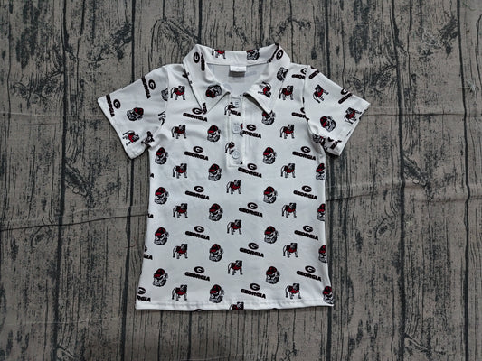 ( No moq ) Preorder Baby Boys Kids Short Sleeves Dogs Buttons Shirt Team Tops