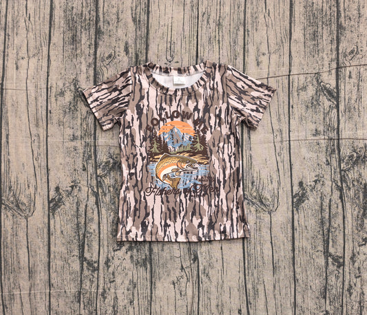 ( No moq ) Preorder Baby Boys Kids Short Sleeves Fish Camo Tee Shirt