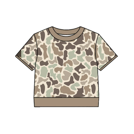 ( Moq 5 ) Preorder Baby Boys Short Sleeves Camo Pullover Shirt Kids Khaki Tops Clothes