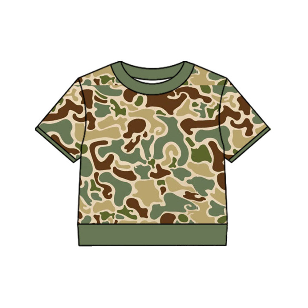 ( Moq 5 ) Preorder Baby Boys Short Sleeves Camo Pullover Shirt Kids Tops Clothes
