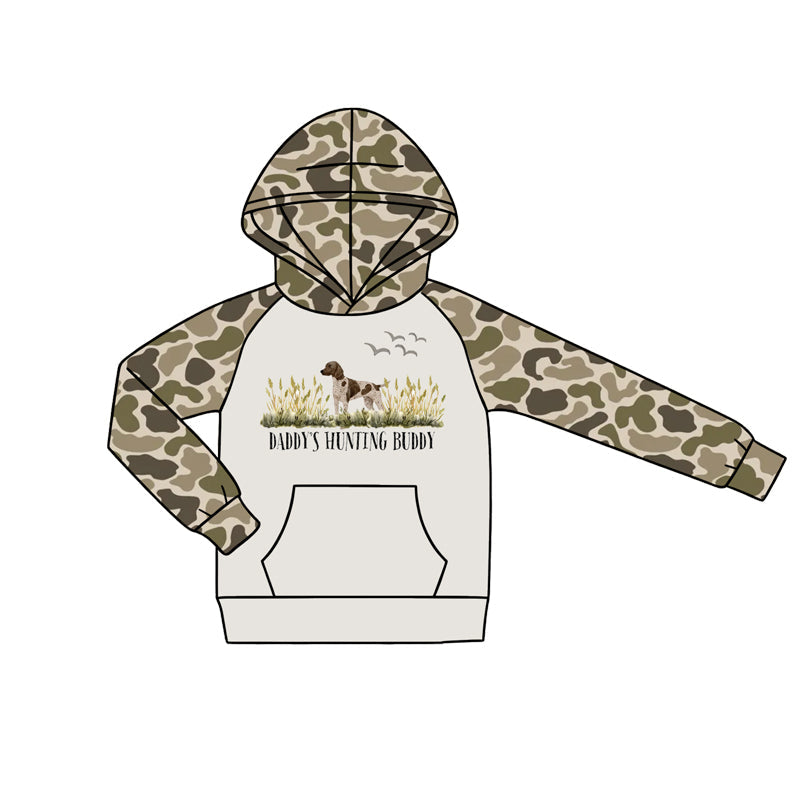 ( Moq 5 ) Preorder Baby Boys Kids Dog Pocket Camo Hoodie Pullover Shirt Hunting Clothes
