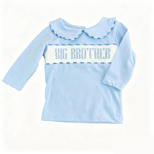 ( Moq 5 ) Preorder Baby Boys Kids Blue Long Sleeve Big Brother Shirts Tops Clothes