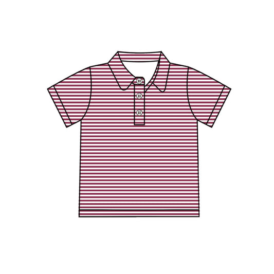 ( Moq 5 ) Preorder Baby Boys Kids Short Sleeves Red Stripes Tops Polo Shirt