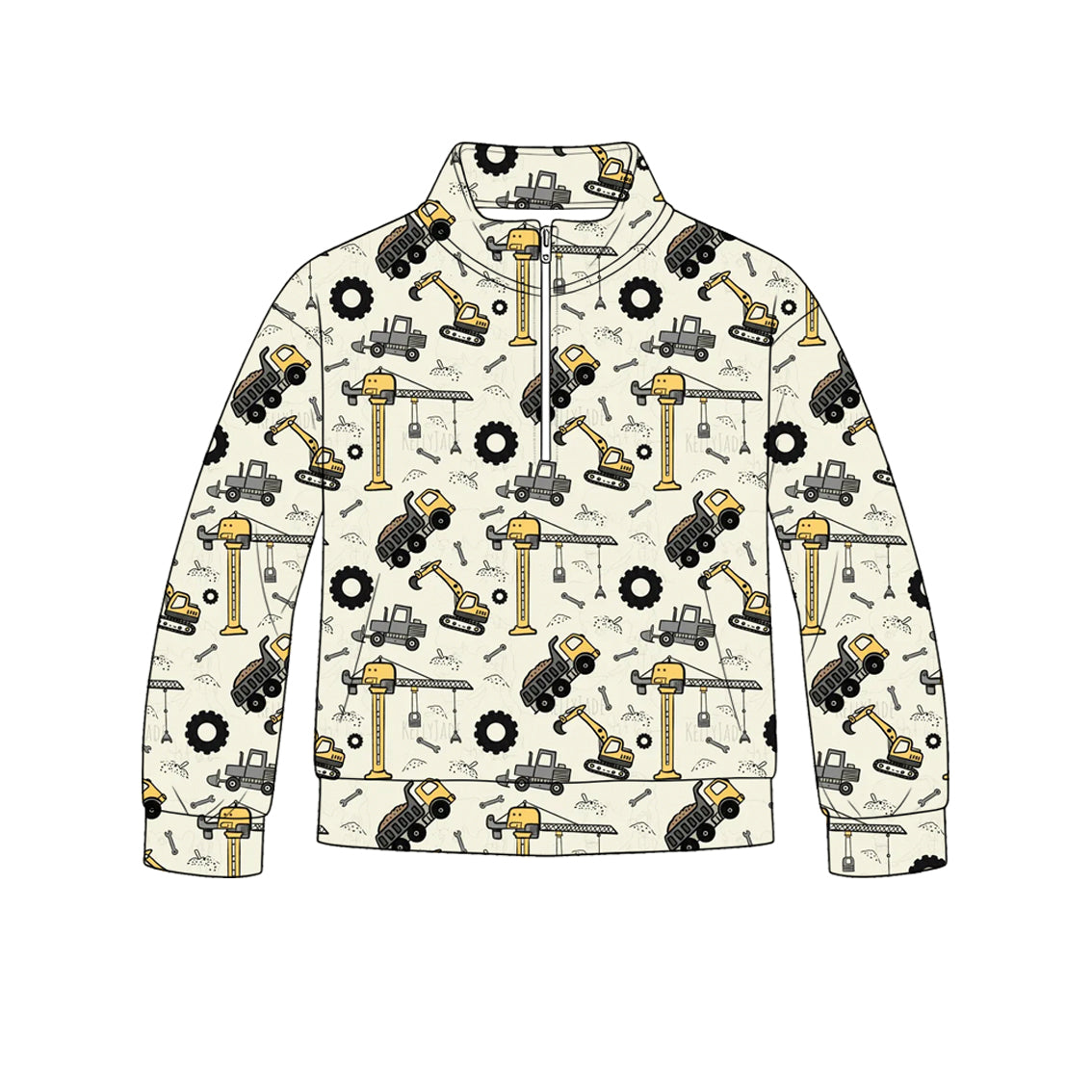 ( Moq 5 ) Preorder Baby Boys Kids Long Sleeves Construction Trucks Zipper Pullover Shirt