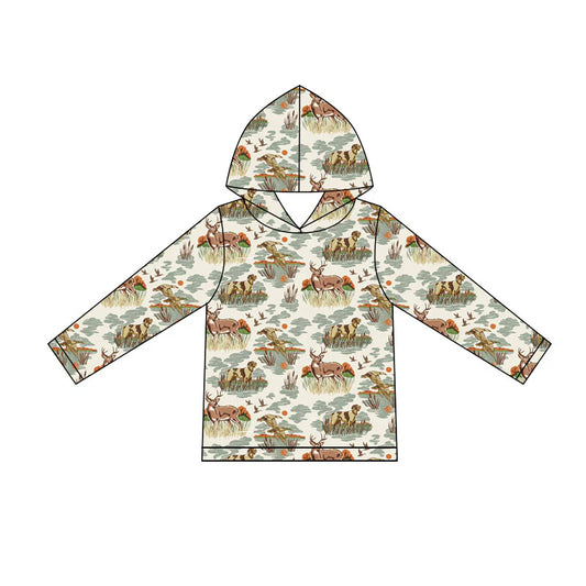 ( Moq 5 ) Preorder Baby Boys Kids Long Sleeves Deer Ducks Dogs Hoodie Shirt Hunting Clothes
