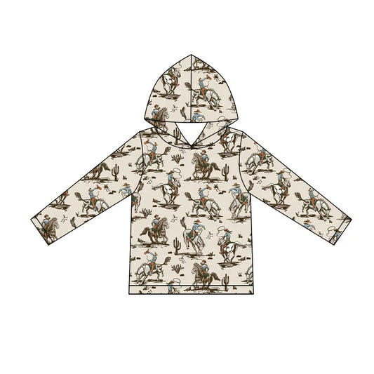 ( Moq 5 ) Preorder Baby Boys Kids Long Sleeves Western Rodeo Hoodie Pullover Shirt Clothes