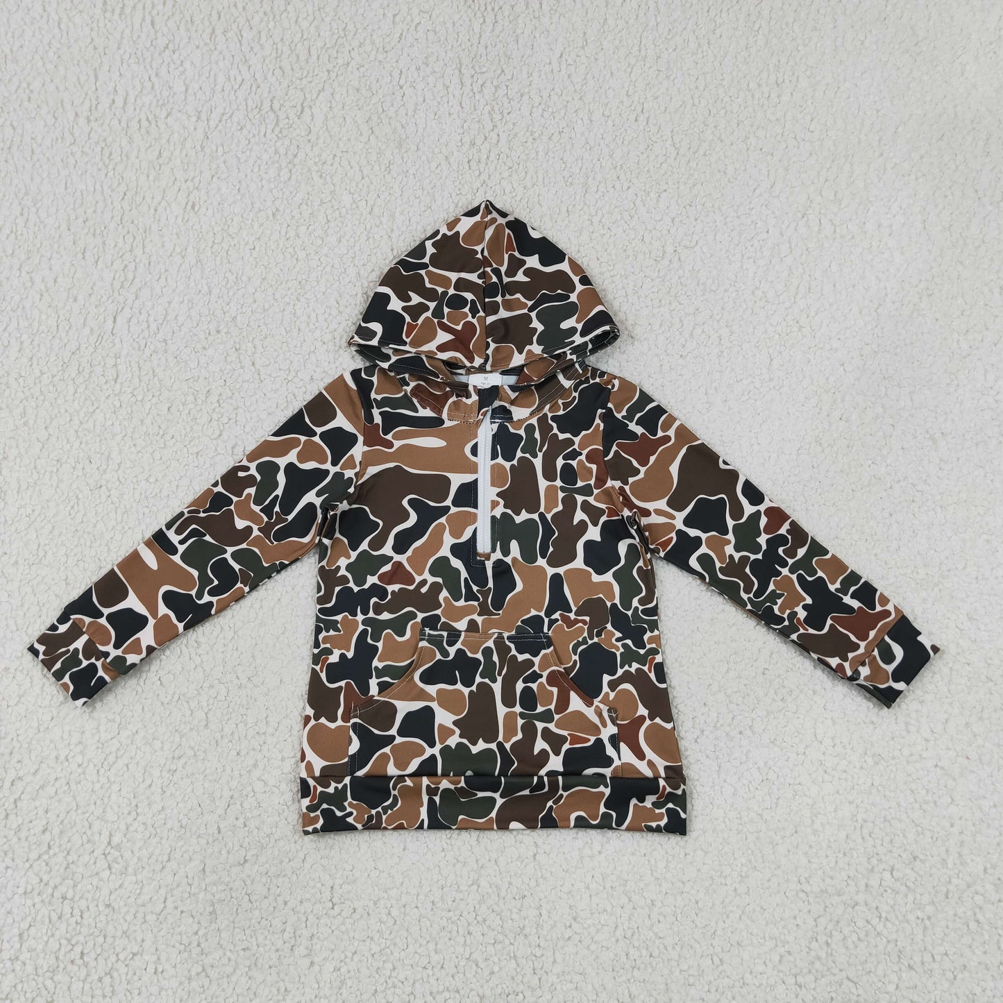 Sibling Baby Boys Kids Long Sleeves Camo Hoodie Pockets Zipper Pullovers Shirts Clothes RTS