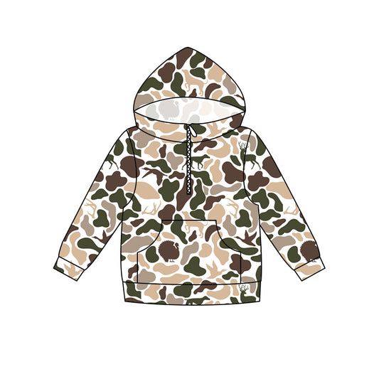 ( Moq 5 ) Preorder Baby Boys Kids Dogs Deer Ducks Camo Pocket Hoodie Zipper Shirt Tops
