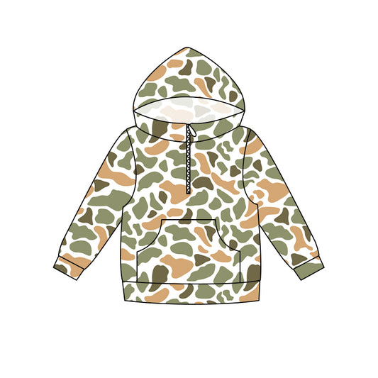 ( Moq 5 ) Preorder Baby Boys Kids Long Sleeves Pocket Camo Hoodie Zipper Shirt Tops