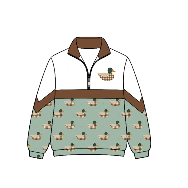 ( Moq 5 ) Preorder Baby Boys Kids Long Sleeves Ducks Zipper Pullover Shirt