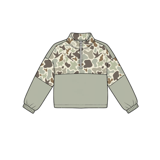 ( Moq 5 ) Preorder Baby Boys Kids Long Sleeves Ducks Camo Zipper Pullover Shirt Tops