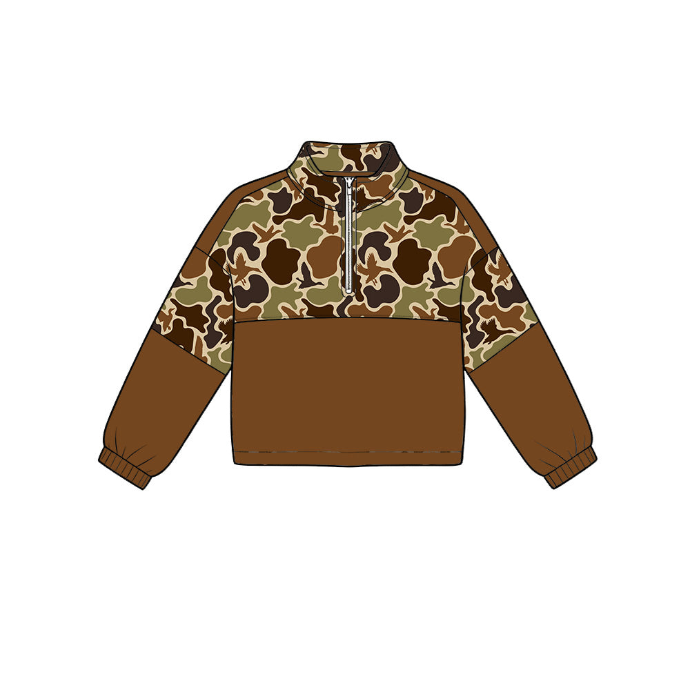 ( Moq 5 ) Preorder Baby Boys Kids Ducks Camo Zipper Pullover Shirt Hunting Tops