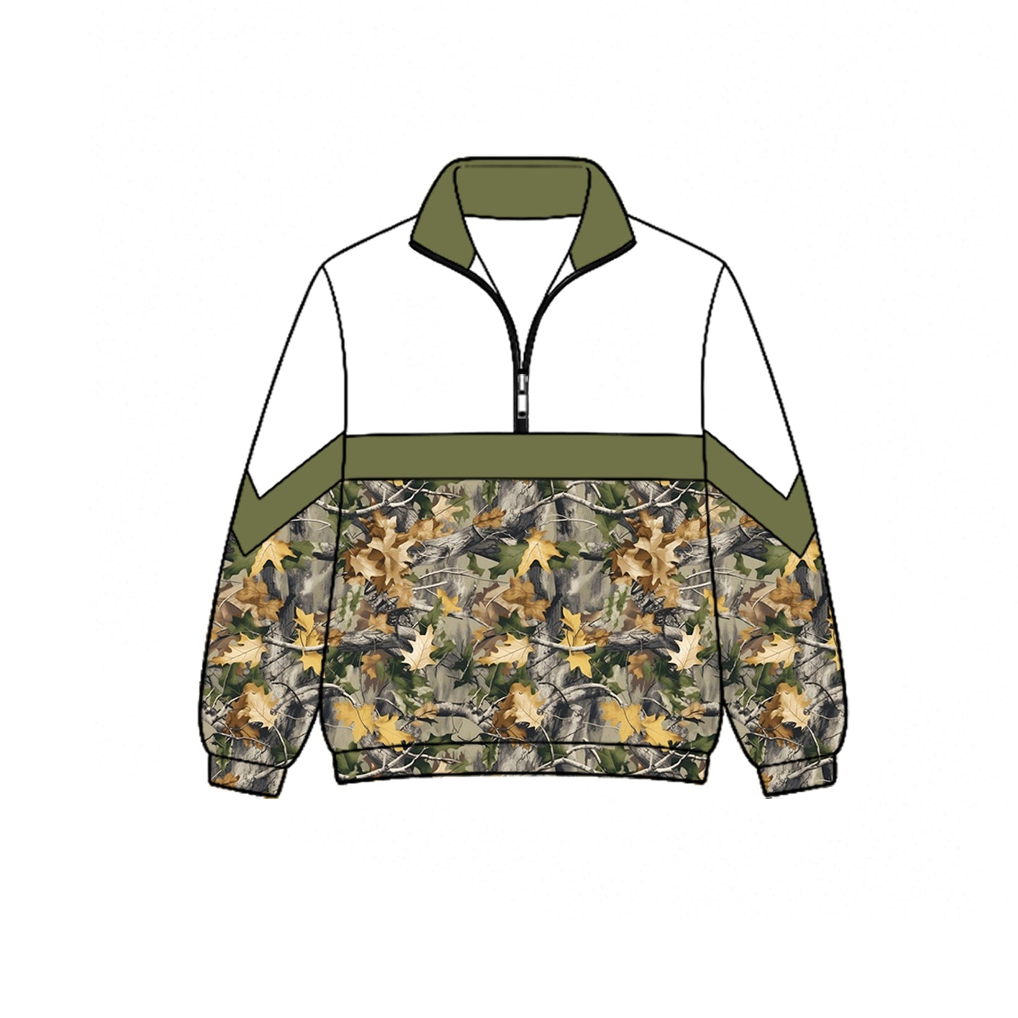 ( Moq 5 ) Preorder Baby Boys Kids Long Sleeves Leaves Zipper Pullover Shirt Green Tops