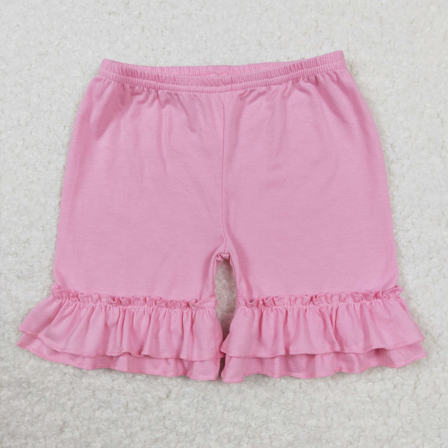 Baby Girl Light Pink Cotton Ruffle Shorts
