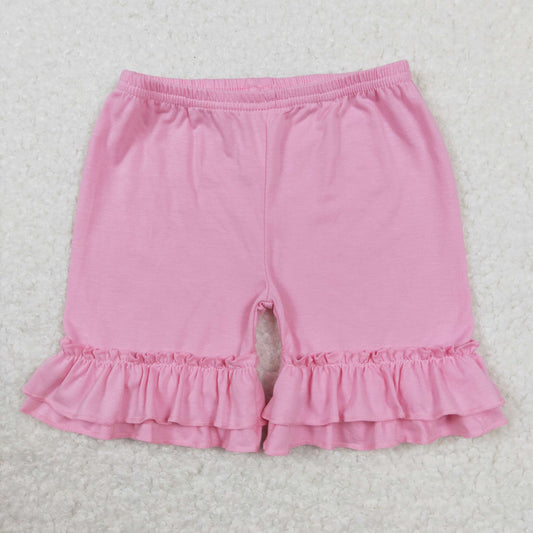 Baby Girl Light Pink Cotton Ruffle Shorts