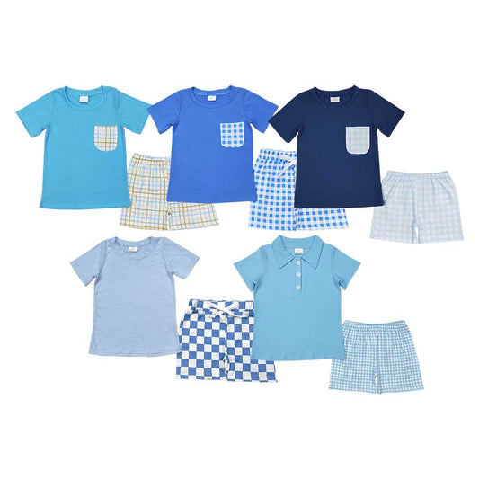 Baby Boy Short Sleeves Shirt Plaid Shorts Set Sibling Clothes RTS