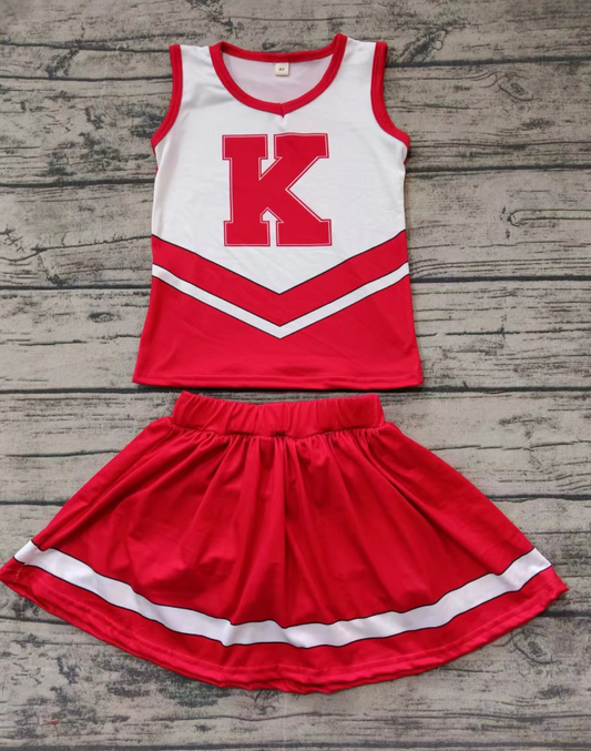 Baby Girl Sleeveless K Shirt Red Skirt Shorts Team Clothes Set Moq 5
