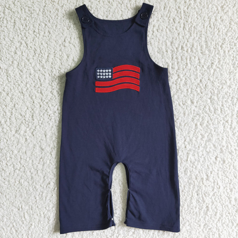 Baby Boy Girl Embroidery July 4th Flags Sibling Romper Dress Clothes Set RTS