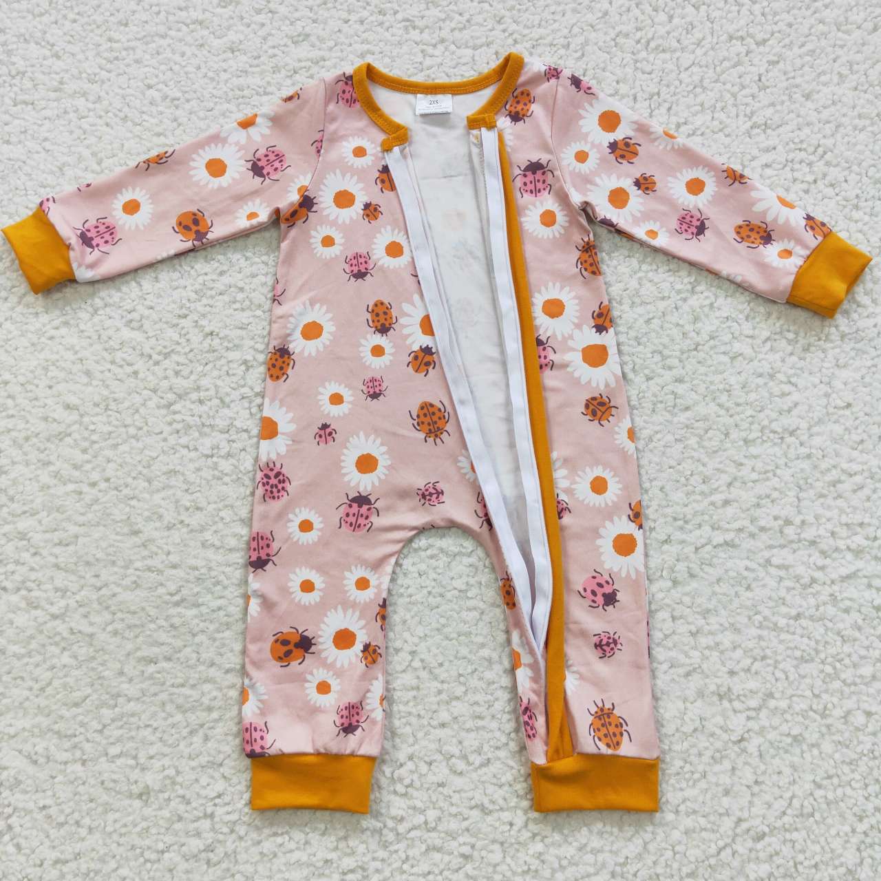LR0311 Baby Boy Long Sleeves Zipper Floral Romper
