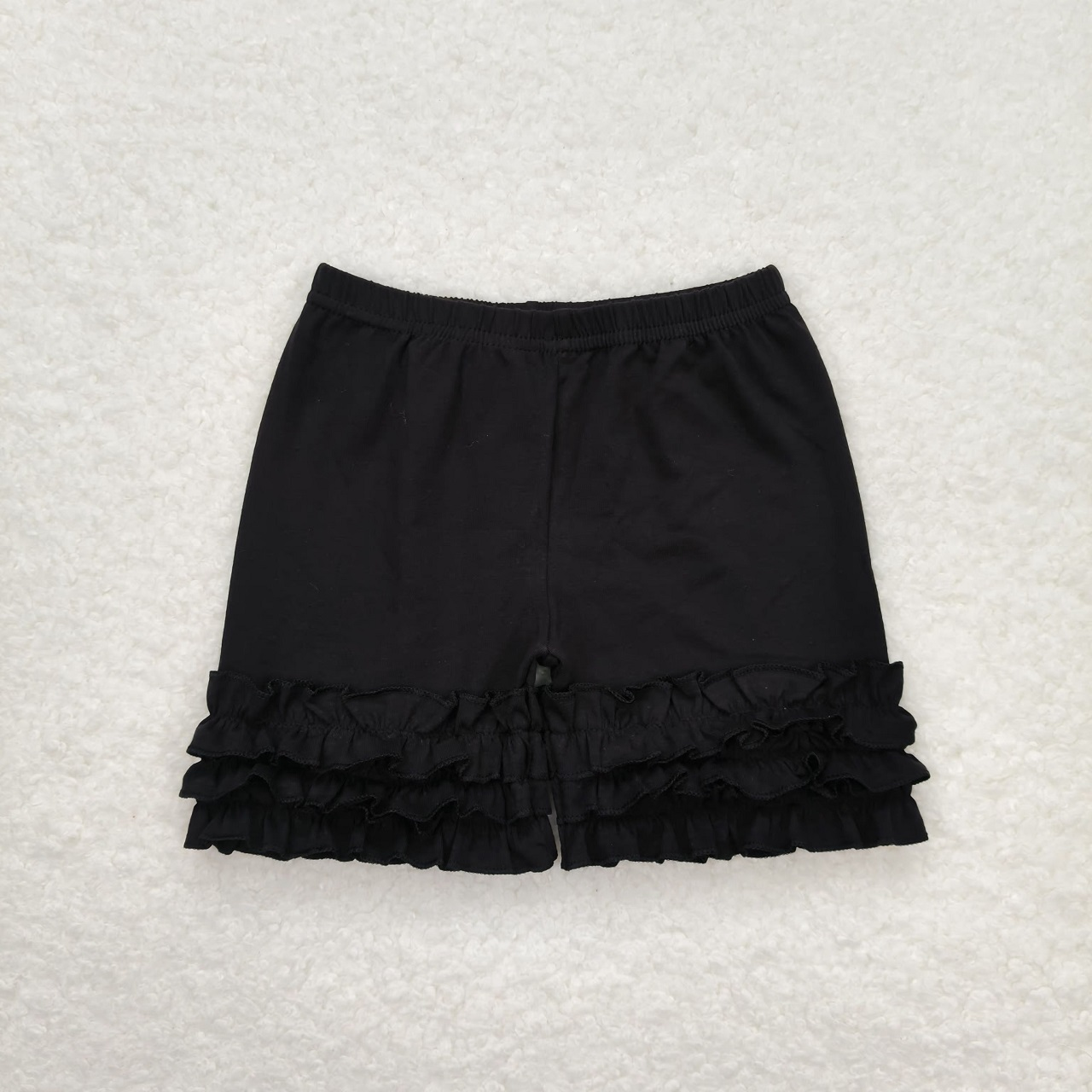 Baby Girl Black ruffle Cotton shorts