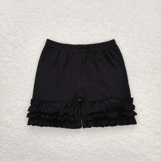 Baby Girl Black ruffle Cotton shorts