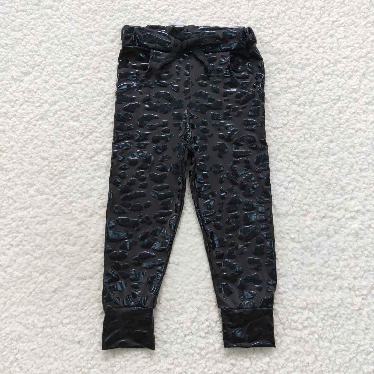 P0219 Baby Girl Black Leather Pants